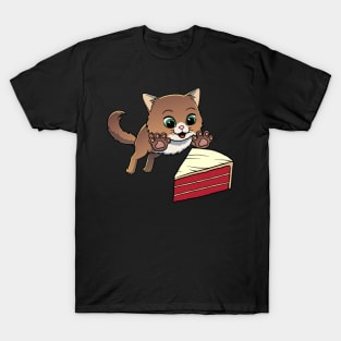 Norwegian Forest Cat excited to eat Red Velvet Cake T-Shirt